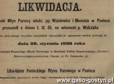 1258.Ogloszenie z Oredownika Urzedowego Powiatu Gostynskiego (1925 r.)