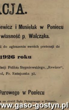 1258.Ogloszenie z Oredownika Urzedowego Powiatu Gostynskiego (1925 r.)