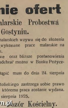 1262.Ogloszenie z Oredownika Urzedowego Powiatu Gostynskiego (1925 r.)