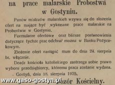 1262.Ogloszenie z Oredownika Urzedowego Powiatu Gostynskiego (1925 r.)