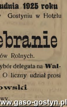 1267.Ogloszenie z Oredownika Urzedowego Powiatu Gostynskiego (1925 r.)