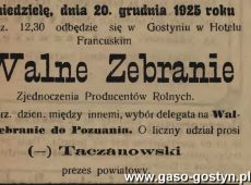 1267.Ogloszenie z Oredownika Urzedowego Powiatu Gostynskiego (1925 r.)