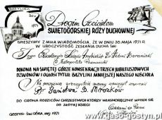 1276.Zaproszenie na konsekracje trzech jubileuszowych dzwonow i ogloszenie tytuly Bazyliki Mniejszej kosciola ksiezy filipinow na Swietej Gorze w Gostyniu (maj 1971 r.)