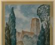 1308.Fara w Gostyniu - akwarela Jucjana Michalowskiego z 1939 roku, autor byl architektem i malarzem, zaprojektowal w Gostyniu m.in. pomnik Serca Jezusowego na Rynku, pomnik powstancow wielkopolskich na cmentarzu