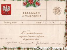 1312.Telegram dla nowozencow (Gostyn, 8 wrzesnia 1931 r.)