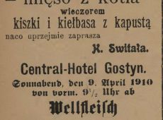 1332.Reklama Hotelu Centralnego w Gostyniu w „Gostyner Kreisblatt” (1910 r.)