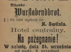 1333.Reklama Hotelu Centralnego w Gostyniu w „Gostyner Kreisblatt” (1910 r.)