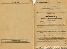 1335.Legitymacja kontrolna odznaki Sprawny do Pracy i Obrony (1951 r.)