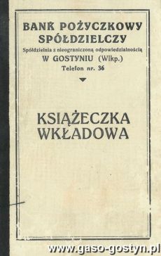 1343.Ksiazeczka wkladowa - Bank Pozyczkowy Spoldzielczy w Gostyniu (1937 r.)