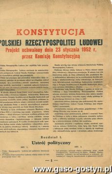 1353.Projekt Konstytucji Polskiej Rzeczypospolitej Ludowej (1952 r.)