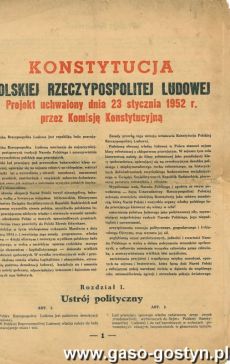 1353.Projekt Konstytucji Polskiej Rzeczypospolitej Ludowej (1952 r.)