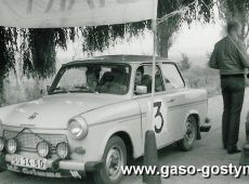 136.Zaloga z NRD-Trabant 601 na punkcie kontrolnym (Miedzynarodowy Samochodowy Rajd Pan Gostyn 1984r.)