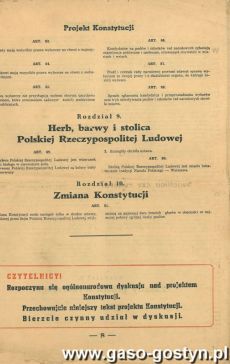 1360.Projekt Konstytucji Polskiej Rzeczypospolitej Ludowej (1952 r.)