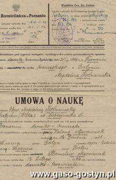 1385.Umowa o nauke w rzemiosle damsko-krawieckim zawarta w Gostyniu 18 lutego 1946 roku