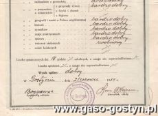 1402.Swiadectwo Prywatnej Szkoly Powszechnej III stopnia w Gostyniu (1939 r.)