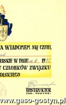 1403.Pamiatkowy dyplom zlozenia przyrzeczenia harceerskiego (Krobia, 1945 r.)