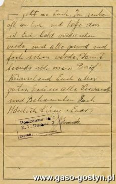 1415.List wyslany przez Franciszka Lenarczyka wieznia obozu koncentracyjnego w Dachau do rodziny w Dusinie (18 listopada 1944 r.)