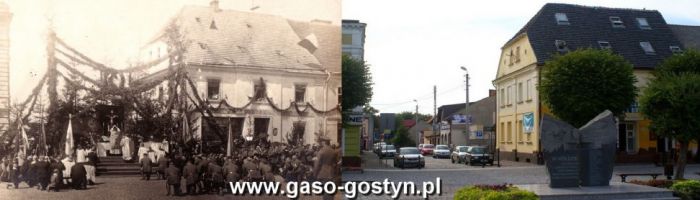 144.Zaprzysiezenie Strazy Ludowej na gostynskim Rynku (11 maja 1919 r.) i gostynski Rynek we wrzesniu 2015 r.