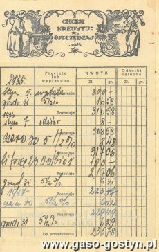 1452. Ksiazeczka wkladowa Powiatowej Komunalnej Kasy Oszczednosci w Gostyniu (1935-1939 r.)