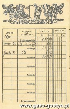 1454. Ksiazeczka wkladowa Powiatowej Komunalnej Kasy Oszczednosci w Gostyniu (1935-1939 r.)