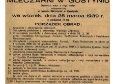 1455.Ogloszenie o Walnym Zebraniu czlonkow Mleczarni w Gostyniu (1939 r.)