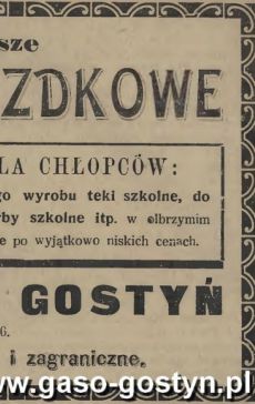 1483.Reklama z Oredownika Gostynskiego (1924 r.)