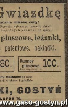 1485.Reklama z Oredownika Gostynskiego (1924 r.)