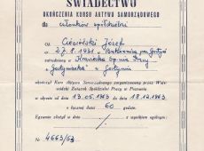 149.Swiadectwo ukonczenia Kursu Aktywu Samorzadowego-1963r.