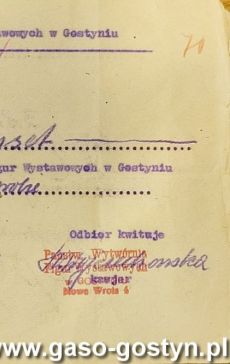 1494.Kwit wystawiony w Panstwowej Wytworni Figur Wystawowych w Gostyniu za wykonanie figury Pana Jezusa w grobie (4 kwietnia 1946 r.)