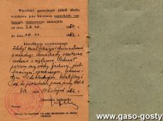 1504.Pozwolenie kanoniera Wladyslawa Dereszewicza do prowadzenia na drogach publicznych Rzeczypospolitej Polskiej wojskowych samochodow osobowych (20 stycznia 1950 r.)