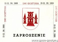 1518.Zaproszenie na sesje popularnonaukowa GOSTYNSKIE TRADYCJE WYDAWNICZE (10 czerwca 1988 r.)