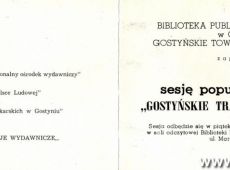 1519.Zaproszenie na sesje popularnonaukowa GOSTYNSKIE TRADYCJE WYDAWNICZE (10 czerwca 1988 r.)