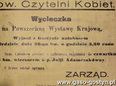 1552.Ogloszenie o wycieczce organizowanej przez Towarzystwo Czytelni Kobiet na Powszchna Wystwe Krajowa w Poznaniu (1929 r.)