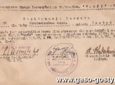 156. Legitymacja uczestniczki kursu gimnastycznego Zwiazku Towarzystw Gimnastycznych SOKOL-1937r.