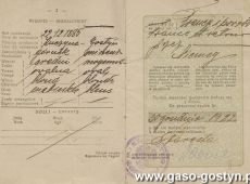 1613.Paszport Tomasza Pakosza z Potarzycy udajacego sie do pracy w zawodzie gornika do Francji (1922 r.)