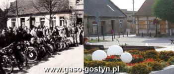 162.Motocyklisci na gostynskim Rynku dawniej i Rynek w Gostyniu w 2015 r.