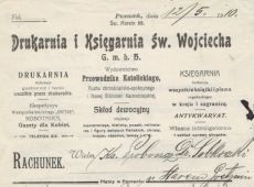 1625.Rachunek dla parafii w Starym Gostyniu wystawiony przez Drukarnie i Ksiegarnie sw .Wojciecha w Poznaniu (1910 r.)