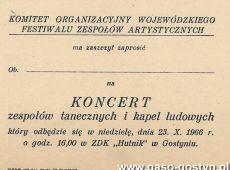 1660.Zaproszenie na koncert zespolow tanecznych i kapel ludowych (1966 r.)