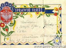 1695.Telegram slubny podarowany przez Edwardowa (Tekle) Potworowska (Gola, 1937 r.)