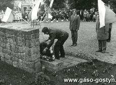 1714.Uroczystosci zwiazane z wreczeniem sztandaru Osrodkowi LOK w Gostyniu ( Gostyn-Rynek, 19.10.1985r.)