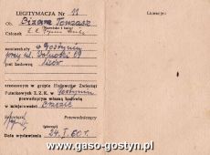 172. Legitymacja czlonkowska Zwiazku Zawodowego Pracownikow Kolejowych (1960r.)