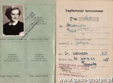 1731.Legitymacja tymczasowa ubezpieczenia spolecznego Heleny Komosinskiej - pracownicy Gostynskich Zakladow Przemyslu Terenowego (1955 r.)