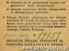 1794.Legitymacja czlonkowska Zwiazku Zawodowego Transportowcow-wydzial automobilistow w Gostyniu (1946 r.)