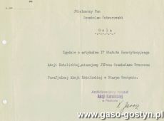 1799.Potwierdzenie mianowania szambelna Edwarda Potworowskiego z Goli prezesem Parafialnej Akcji Katolickiej w Starym Gostyniu (12 lipca 1932 r.)