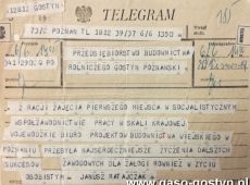 1803.Telegram dla zalogi Przedsiebiorstwa Budownictwa Rolniczego w Gostyniu