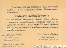 1830.Podziekowanie od Powiatowego Komitetu Obchodow 1 Maja i Komendy Hufca ZHP za uswietnienie uroczystosci Swieta Pracy (Gostyn, 3 maja 1966 r.)