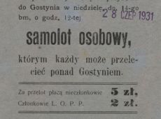 1837.Ogloszenie o przelotach samolotem osobowym nad Gostyniem w dniu 28 czerwca 1931 roku