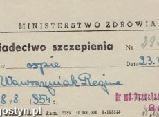 1884.Swiadectwo szczepienia przeciw ospie (Gostyn, 1955 r.)