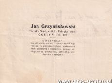 1897.Rachunek wystawiony 28 kwietnia 1932 roku w Fabryce Mebli Jana Grzymislawskiego w Gostyniu