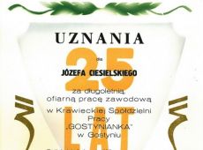 190.Dyplom za dlugoletnia prace KSP Gostynianka (Gostyn 1976r.)